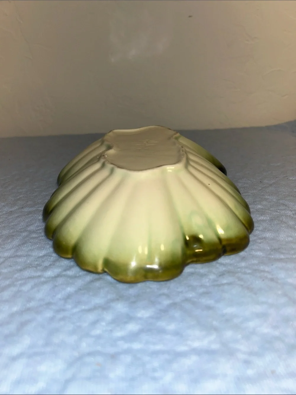 Mid-Century Modern Green/Brown Ombre Ceramic Leaf or Floral serving dish